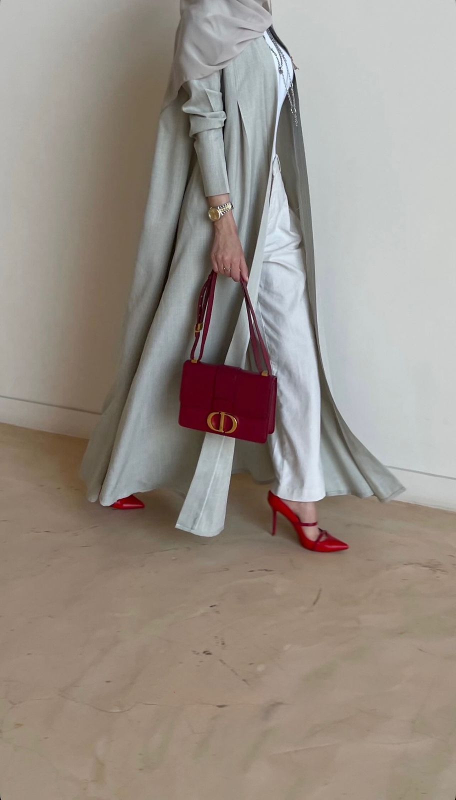 Linen fabric abaya - A line cut
