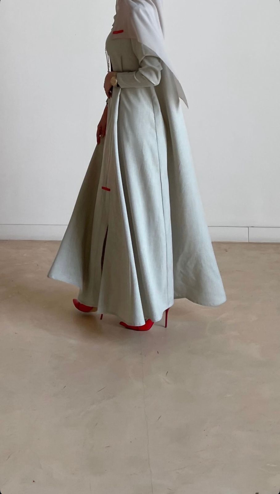 Linen fabric abaya - A line cut