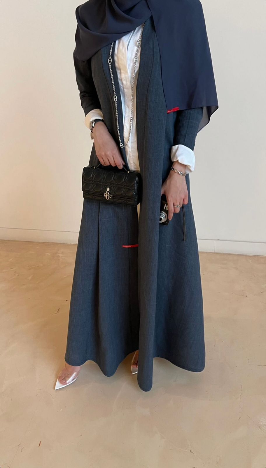 Linen fabric abaya - A line cut