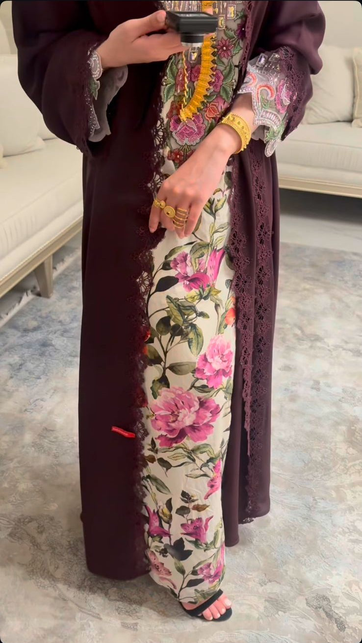 Lace abaya - nada fabric- mukhawar’s abaya -